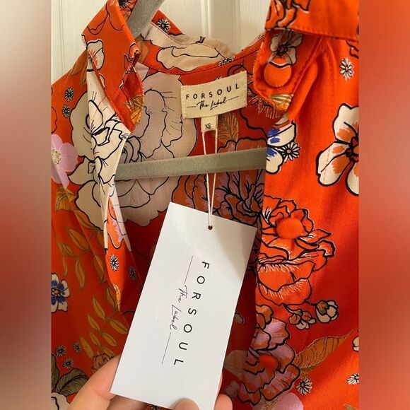 Forsoul The Label Rayon Button Down Blouse, XS - Picture 3 of 5